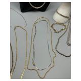 Assorted Collection of Gold and Silver Tone Necklaces and Bracelets including Monet and Kremenz