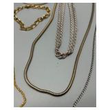 Assorted Collection of Gold and Silver Tone Necklaces and Bracelets including Monet and Kremenz