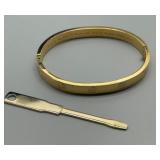 RARE 1970 Aldo Cipullo Gold Electroplate Bracelet with Screwdriver Hinge Designer