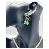 Festive Set of Snowflake and Christmas Tree Jewelry Including Rhinestone Brooch