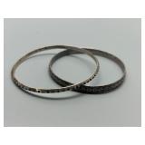 Pair of Sterling Silver Danecraft & Norway Bangle Bracelets with Geometric and Floral Design