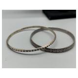 Pair of Sterling Silver Danecraft & Norway Bangle Bracelets with Geometric and Floral Design