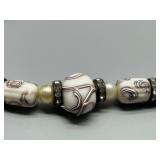 Vintage Custard Glass Lampwork Artisan Beaded Necklace with Rhinestone Accents Gold Filled Clasp