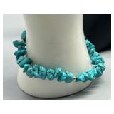 Vintage Authentic Turquoise Nugget Necklace, Bracelet, and Earring Set with Bear Pendant