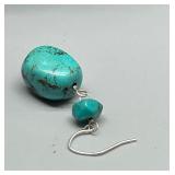 Vintage Authentic Turquoise Nugget Necklace, Bracelet, and Earring Set with Bear Pendant