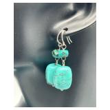 Vintage Authentic Turquoise Nugget Necklace, Bracelet, and Earring Set with Bear Pendant