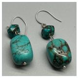 Vintage Authentic Turquoise Nugget Necklace, Bracelet, and Earring Set with Bear Pendant