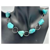 Turquoise Chunky Nugget Jewelry Set with Necklace and Earrings