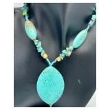 Turquoise Costume Jewelry Set: Necklace, Earrings, Bracelets, and Brooches