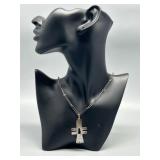 Vintage Sterling Silver Modernized Cross Necklace