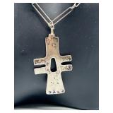 Vintage Sterling Silver Modernized Cross Necklace