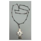 Vintage Sterling Silver Modernized Cross Necklace