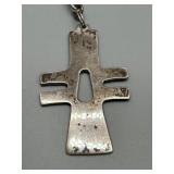 Vintage Sterling Silver Modernized Cross Necklace