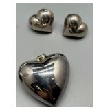 Collection of 7 HEART Shaped Pieces 925 Silver Jewelry Pieces