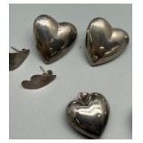 Collection of 7 HEART Shaped Pieces 925 Silver Jewelry Pieces