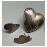 Collection of 7 HEART Shaped Pieces 925 Silver Jewelry Pieces