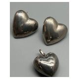 Collection of 7 HEART Shaped Pieces 925 Silver Jewelry Pieces
