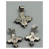 Sterling Silver Pendant and Earrings Set with Mixed Stones Gemstones