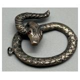 Vintage Sterling Silver Snake Pendant with Red Garnet Eyes