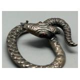Vintage Sterling Silver Snake Pendant with Red Garnet Eyes