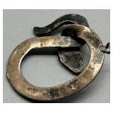 Vintage Sterling Silver Snake Pendant with Red Garnet Eyes