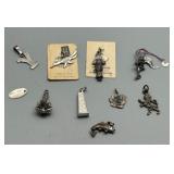 Collection of 11 Vintage Sterling Silver Souvenir Charms