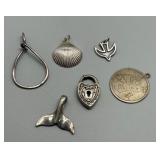 Set of 6 Assorted Sterling Silver Charms Including West Virginia Pendant
