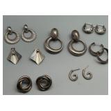 Collection of 7 Pairs of Vintage Sterling Silver Earrings