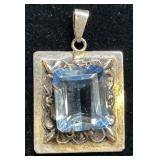 Vintage Sterling Silver Aquamarine Pendant