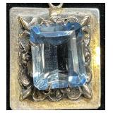 Vintage Sterling Silver Aquamarine Pendant