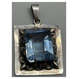 Vintage Sterling Silver Aquamarine Pendant