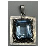 Vintage Sterling Silver Aquamarine Pendant