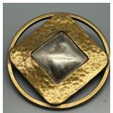 Collection of 3 Vintage Brooches: Sterling Silver BAER SF, Enamel Flower, Shell Design