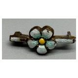 Collection of 3 Vintage Brooches: Sterling Silver BAER SF, Enamel Flower, Shell Design