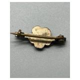 Collection of 3 Vintage Brooches: Sterling Silver BAER SF, Enamel Flower, Shell Design