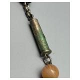 Antique Sterling Silver Chatelaine Chain with Ornate Vase Charm and Bead