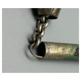 Antique Sterling Silver Chatelaine Chain with Ornate Vase Charm and Bead