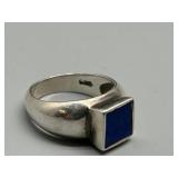 Artisan Sterling Silver Ring and Earrings Set with Lapis Lazuli