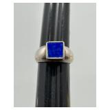 Artisan Sterling Silver Ring and Earrings Set with Lapis Lazuli