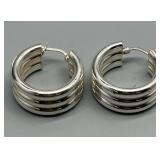 Set of 3 Pairs of Sterling Silver and Gold-Plate Earrings