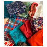 Colorful Assortment of Patterned Scarves and Shawls