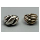 Pair of Vintage Sterling Silver and Gold Twist Design Rings