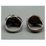 Pair of Vintage Sterling Silver and Gold Twist Design Rings