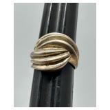 Pair of Vintage Sterling Silver and Gold Twist Design Rings