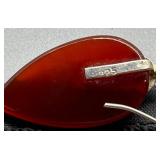 Artisan Biomorphic Brutalist Sterling Silver and Carnelian Jewelry Set with Earrings, Ring, and Stud Earrings