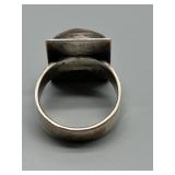 Artisan Biomorphic Brutalist Sterling Silver and Carnelian Jewelry Set with Earrings, Ring, and Stud Earrings