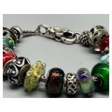 Troll LAA Sterling Silver 925 Charm Bracelet with 18 Assorted Charms