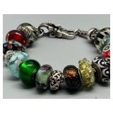 Troll LAA Sterling Silver 925 Charm Bracelet with 18 Assorted Charms