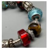 Pandora Classic Sterling Silver Bracelet with 13 Assorted Silver & Glass Troll Beads