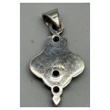 Vintage Sterling Silver Pendant with Red Gemstones